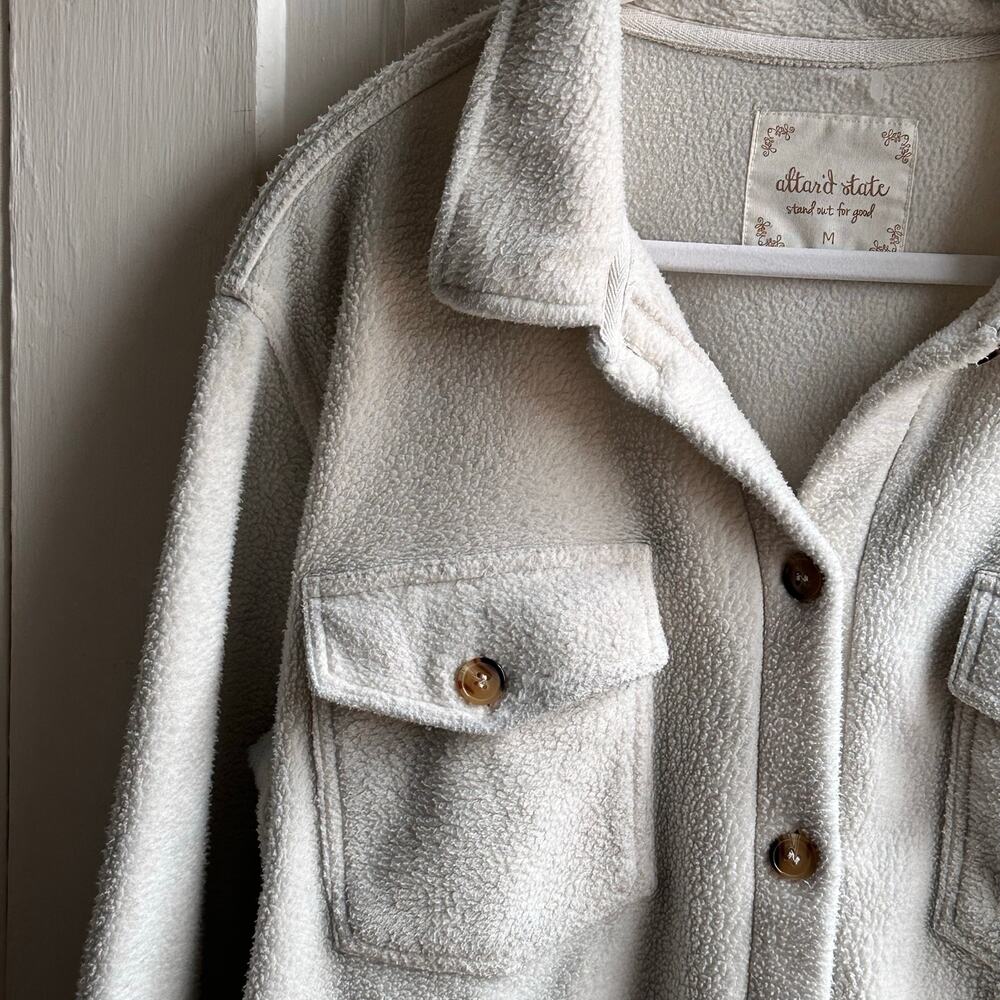 Alter’d State Cream Teddy Fleece Shirt Jacket / Shacket - Picture 5 of 8